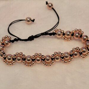 HANDMADE. Black & Rose Gold Adjustable Bracelet